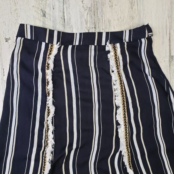 Polagram Navy Blue & White Stripe Split Maxi Skirt Women's Size Large - Picture 4 of 10